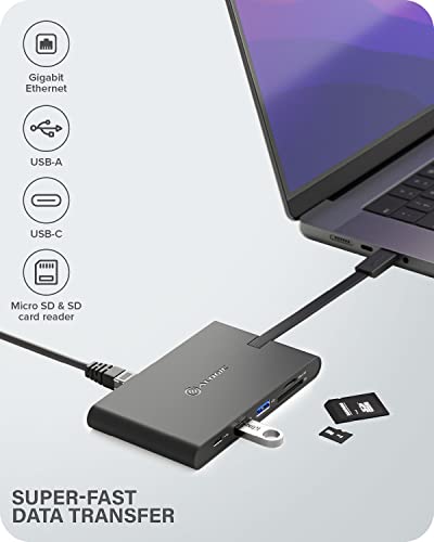 Image of ALOGIC USB-C Travel Dock Pro with HDMI 4K@30Hz, VGA, 2 x USB 3.0, Gigabit Ethernet, Micro /SD Card Slots, 2 x USB-C for data and power delivery each; Compatible with USB-C and Thunderbolt 3.0 enabled laptops.
