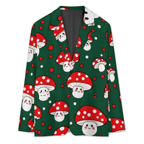 Cute Mushroom Men's Slim Suit Long-Sleeve Prom Tuxedo Classic Two Button Business Jacket3
