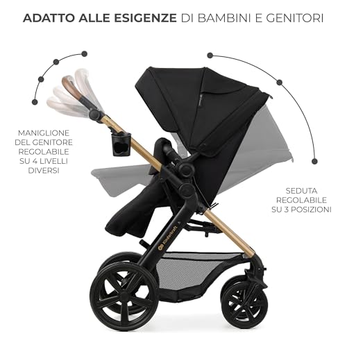 Kinderkraft MOOV2 Trio Passeggino Neonati 3 In 1 Fino 26 Kg, Con Ovetto I-SIZE 40-75 Cm, Carrozzina Reversibile Fronte Mamma E Strada, Schienale Regolabile, Ruote Eva, Nero - 15