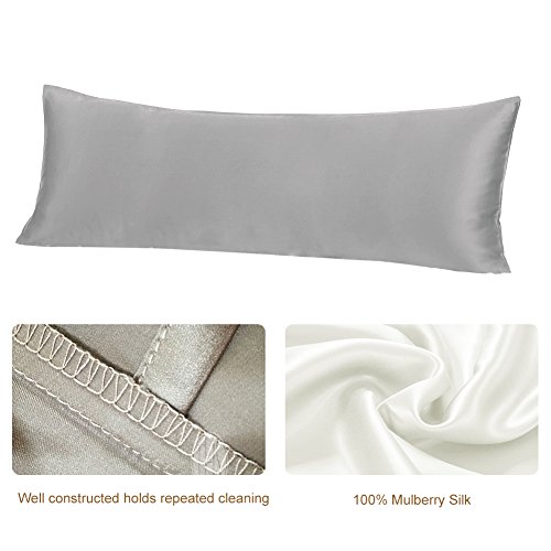 Thxsilk 19 Momme Mulberry Silk Body Pillow Cover Pillowcase With Hidden Zipper - & Breathable - Pure Natural Silk On Both Sides, 20" X 60", Champagne #TOP1