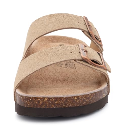 Image of ODOLY Unisex Comfortable Cork Footbed Slide Sandals with Arch Support | Adjustable Buckle, Lightweight Summer Sandals for Travel and Everyday Wear