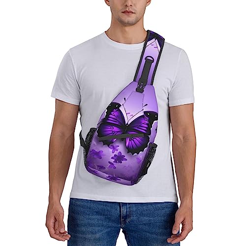 Mochila deportiva bandolera estilo mariposas moradas miniatura 7