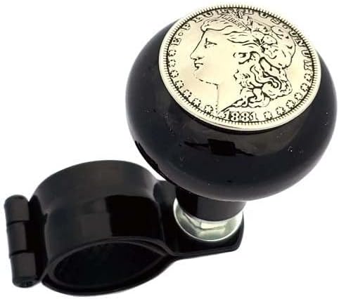 Black Steering Wheel Suicide Spinner Power Handle Knob Car & Truck Morgan Dollar Model-PYT-8888-5116