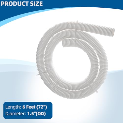 9-100-3102 6 Ft Cuff-Less Feed Hose Compatible with Polaris Pool Cleaner Parts Hose, Heavy-Duty Vacuum Hose Fit for Polaris Vac-Sweep 360 Pressure Side Pool Cleaner, 1-1/2\" Diameter