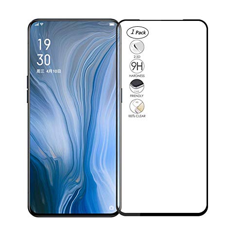 HERCN OPPO Reno 10x Zoom 6.6' Protector de Pantalla,Cobertura Completa Pegamento Completo 9H Dureza Vidrio Templado Protector de Pantalla para OPPO Reno 10x Zoom Smartphone (Negro-1 Pack)