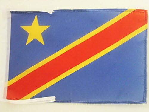 AZ FLAG, Democratic Republic of the Congo Flag, 18'' x 12'', 100% Polyester Congolese Small Banner with Two Cords