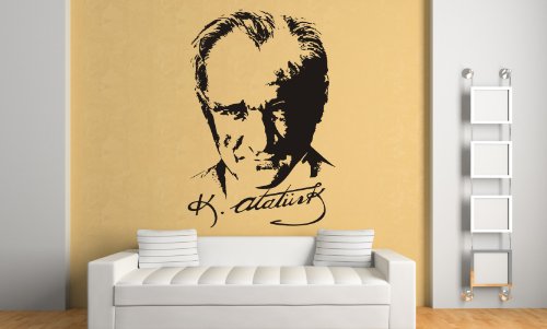 Aufkleber2009 Atatürk imzali duvar Adhesivo Pared para I begründer de la República Moderna, Negro, ca. 61 x 90 cm