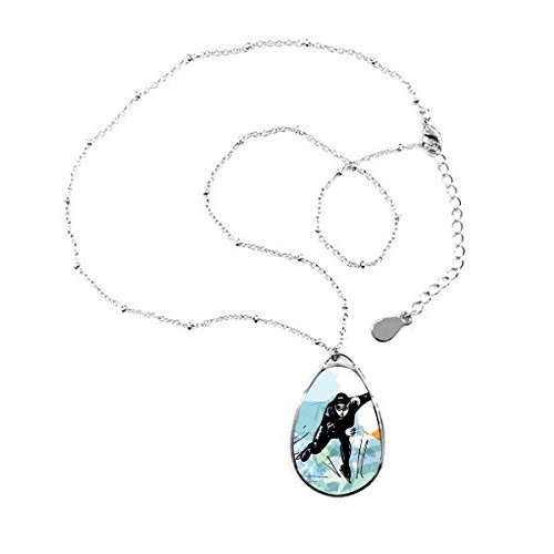 Patinage de vitesse pendentif goutte d'eau avec croquis artistique fin