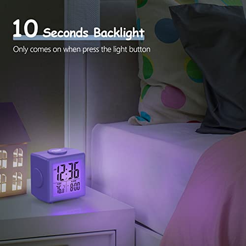 Yortot Digital Alarm Clock, Battery Operated Small Clock For Kids, Hd Lcd Display With Indoor Temperature|Night Light| 3 Level Alarm Volumes, Super Easy Setting Clock For Bedroom, Bedside, Desk,Travel #TOP3