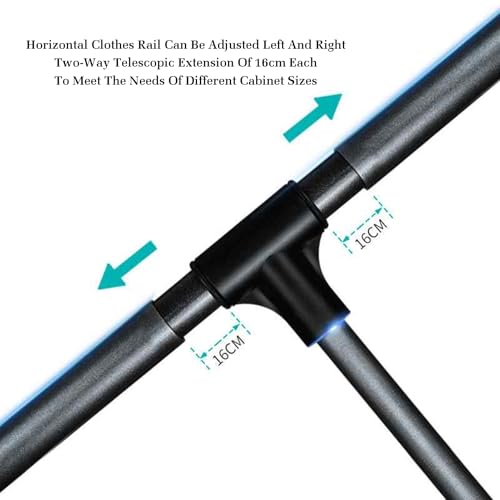 Tringle de penderie réglable noire pour optimisation de rangement de placard ajustable - 5