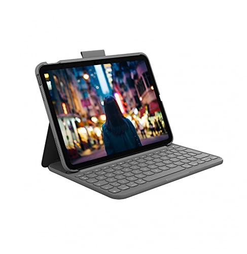 Logitech iPad (10. Generation) Tastatur-Case | Slim Folio mit integrierter kabelloser Tastatur (Grafit) - Spanish Layout