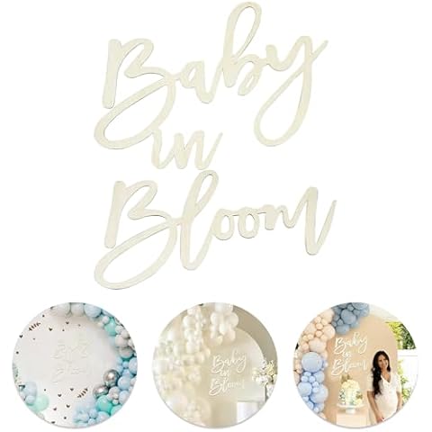 Wooden Baby In Bloom Sign, 16”x12” Baby Shower Party Sign for Boy/Girl Baby Shower Decorations Gender Reveal Backdrop Party Photography Background Cover