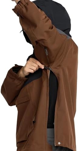 Volcom Men's Brighton Pullover Snowboard Jacket – Stretch Fabric, Zip Tech®, Fully Taped Seams, Brown, X-Small - 3