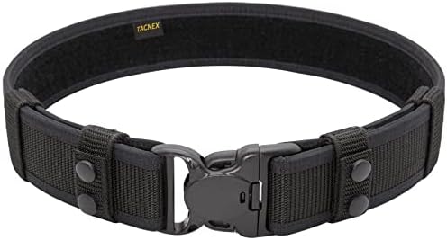 TACNEX Duty Belt for Police Security Law Enforcement 2" Tactical EDC Patrol Work Belt Utility Web Belt for Correction Officier Strong Load Bearing (Black(2" Belt Width), M)