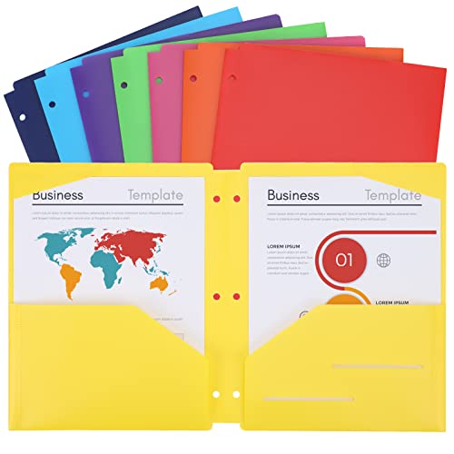 Eoout 8 Pack Pocket Folders For 3 Ring Binder, Folders With Pockets, 8 Colors, For Office Students And School, Letter Size, A4 Size #TOP14