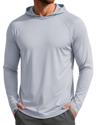 MAGCOMSEN Men's UPF 50+ Sun Protection Hoodies Quick Dry Long Sleeve Rash Guard Lightweight Hoodie Shirt Fishing Running