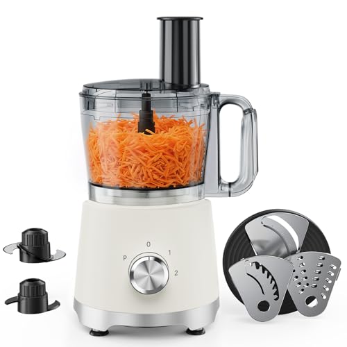 OLIXIS Food Processor 10.5 Cups, 600W Powerful Food processors with 5 Blades, Dishwasher Safe Meat Grinder for Slicing, Shredding, Chopping, Kneading, for Meat, Vegetables, Fruit, Dough