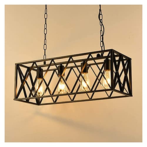 Lustre industriel rétro en fer forgé avec grille de vent pour café et bar 10-15m2
