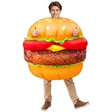 Inflatable Hamburger Costume Adult Blow Up Burger Funny Food Halloween Suit