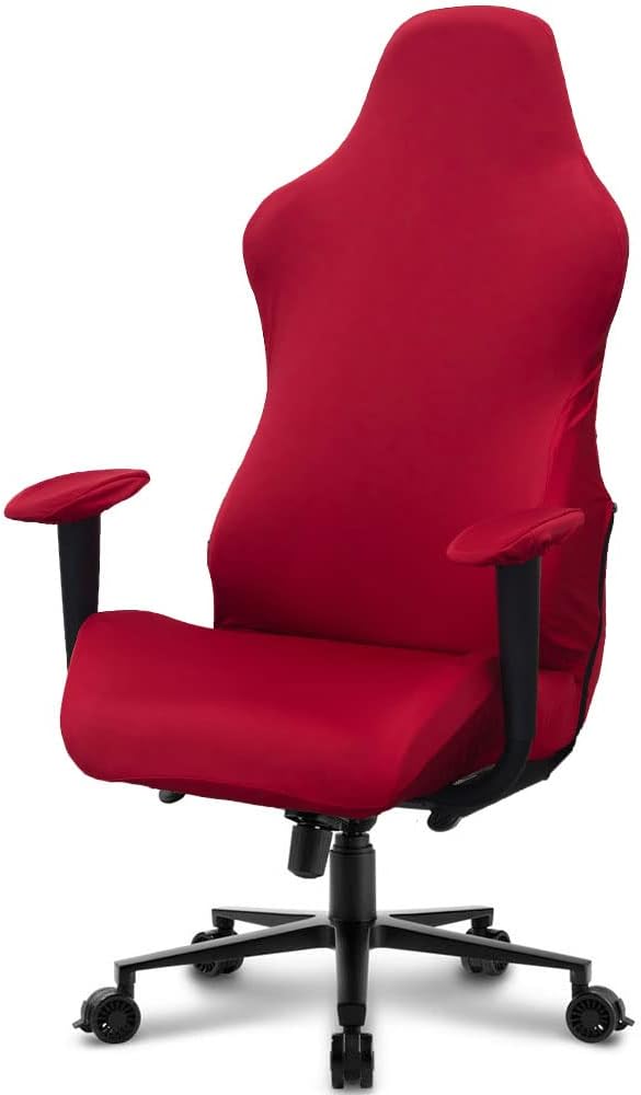 Deisy Dee Slipcovers Cloth Stretch Polyester Chair Cover for Reclining Racing Gaming Chair (Only Chair Covers) (red)