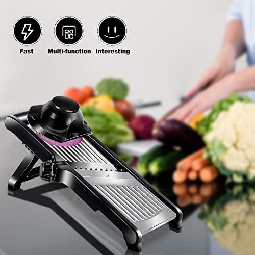 ZNM Mandolin Slicer, 3 in 1 Mandoline Vegetable Slicer with Adjustable Blades, Kitchen Food Julienne Cutter for Potato, Onion, Send Cut Proof Gloves & Cleaning Brush