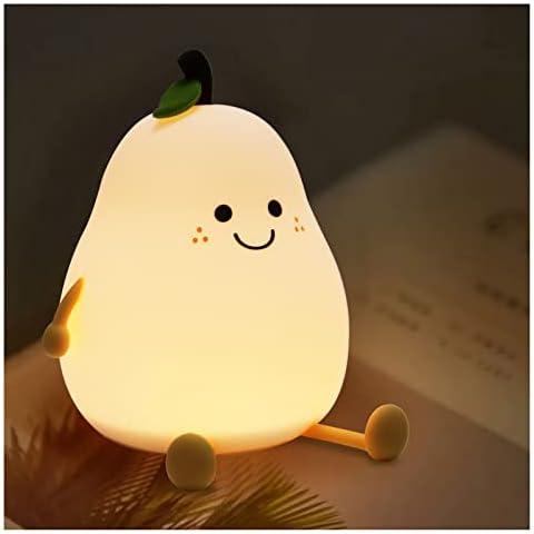 Pear Shape Night Light, Smile Silicone Bedside Lamp Warm Light 7 Colors USB Charging Mini Table Lamp, Cute Night Lamp for Bedroom Room Decoration Cover