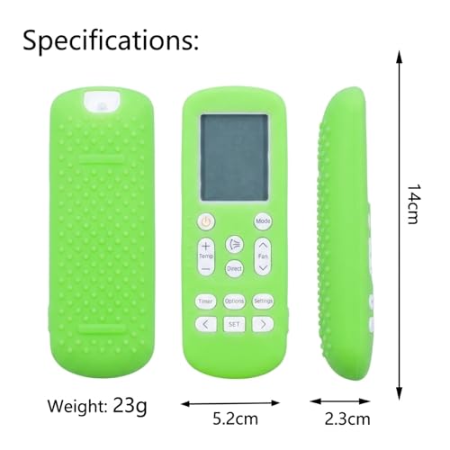 Image of Silicone Cover Compatible with Samsung Split Inverter Air Conditioner Remote Control, Shockproof, Stylish, Glow in Dark Green, Easy to find in Darkness