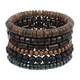 TIESOME 6 Pcs Men Beaded Bracelet, Adjustable Elastic Cord, Couples Gift