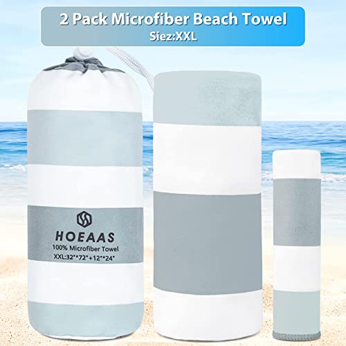 Hoeaas 2 Pack Microfiber Camping Towels, Oversized Beach Towel Quick Dry Towel Travel Towel Gym Towels Super Absorbent Compact Lightweight, Workout Sweat Towel For Beach, Swim, Yoga, Pool, Backpacking #TOP1