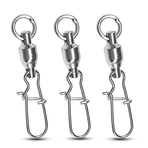 Atibin High Strength Fishing Swivels Tackle Stainless Connector, Fishing Snaps Swivel Steel Lock...