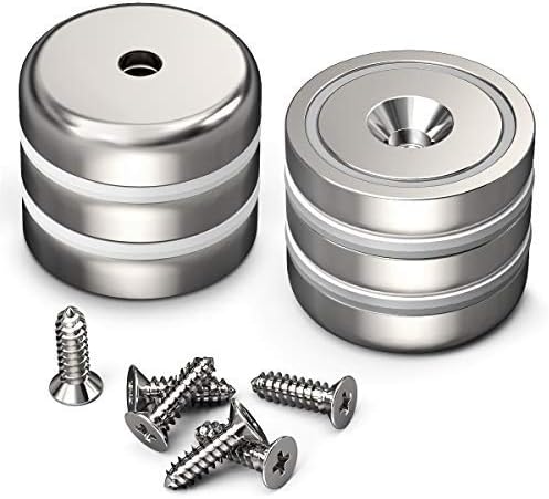 Cup Magnets with Countersunk Hole for #10 Bolt, Magnet with Screw, 1.26" Diameter, Industrial Strength Round Base Magnets for Magnetic Mounting, Super Power 90 lbs Holding Force, Pack of 6