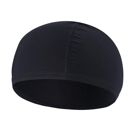 CRUMPLED Cotton Skull Beanie Cap for Helmet Bald Round Head caps Men Women Biker Men's Riding Bike Cycle Rider Bicycle mask Winter Summer Cover Stylish Branded Black topi