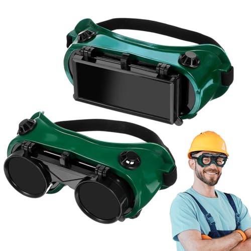 Image of LOEFLIFA 2pcs Shade 14 Welding Glasses Flip-up Welding Goggles for Welders, Plastic Safety Protective Glasses Featuring Anti-scratch Coating and Radiation Shielding for
