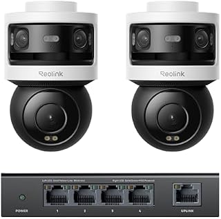 Reolink Dreifachobjektiv PoE Sicherheitskamera für den Außenbereich, 10MP 180° Panorama & 4K PT mit Auto-Tracking, KI-Videosuche, Farb- & IR-Nachtsicht, 24/7-Aufzeichnung, 2X OMVI 3i PoE und und PS1E