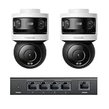 Reolink Kit Caméras Extérieur Triple Objectif 10Mpx+8Mpx, Suivi-Synchro, Vision Nocturne Couleur & IR, Détection IA, avec Switch PoE 4+1 Ports 30W 65W Mode Extend 250m, OMVI 3i PoE*2 + RLA-PS1E