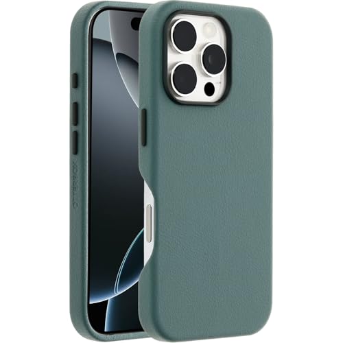 Image of OtterBox iPhone 16 Pro Symmetry Series Cactus Leather for MagSafe - Sagebrush Green - Ultra-Thin, Sleek iPhone Case, Premium iPhone Case, MagSafe Compatible