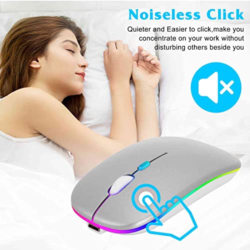 Image of UrbanX 2.4GHz & Bluetooth Mouse, Rechargeable Wireless Mouse for Allview Viva Home Bluetooth Wireless Mouse for Laptop /PC /Mac /Computer /Tablet /Android RGB LED Sky Blue
