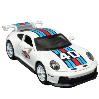 Image of Exclusive Alloy Metal Pull Back Die-Cast Car Diecast Metal Pullback Toy Car with Openable 6 Doors,Light Music Boys Gifts Toys (1:32 Porsche 911 GT3 RS RSR Turbo S-White)