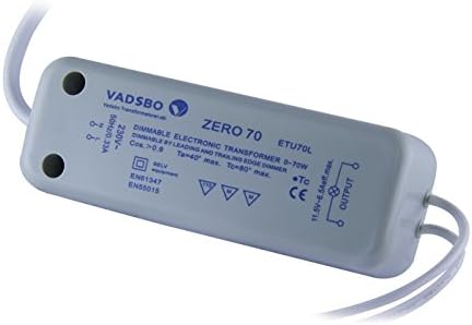 Vadsbo, 0W - 70W, Zero WATT Dimmable Electronic Transformer for 12V LV-Halogen and 12VAC LED Lights, Zero 70, Dimmable by Trailing Edge and Leading Edge dimmer, transformator