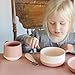 Yeah Baby Goods Silicone Kids Bowl - Food Grade, Duo-Toned Modern Terrazzo Bowl for Baby - Sturdy, Dishwasher & Microwave Safe Bowls - Non Suction Bowls for Kids of All Ages (Terracotta/Blush Speckle)