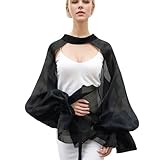 GRACEART Women's Shawl Sleeves Shoulder Decorative Wrap Shrug for Evening Wedding Bridal Poncho with Arm-Holes Black