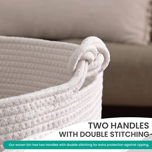 Organizix Round Woven Boho Cotton Rope Storage Tassels Basket, Laundry Basket Hamper, Decorative Fringe With Knot Handles, Toys And Blanket Basket For Nursery, Cream, 13 X 16 #TOP4