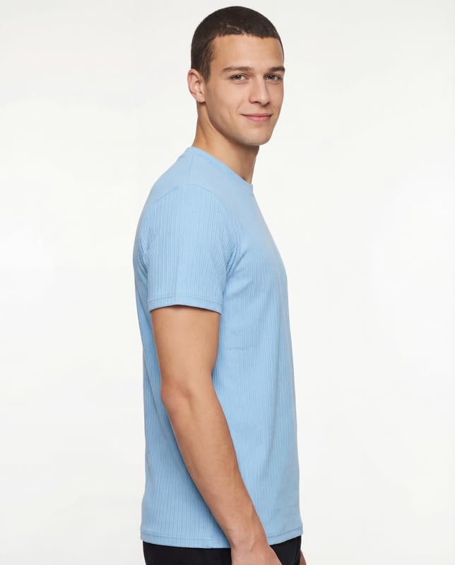 Image of Poly Cotton Frill Round Neck T-Shirt for Men | |