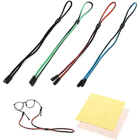 Morices 4 Pcs Eyeglasses Strap with 2 Pcs Microfiber Cleaning Cloth, Adjustable Eyeglass Chains Cords Lanyard Eyewear Retainers, Sports Sunglass Retainer Spectacle Rope for Men Women and Kids Cover