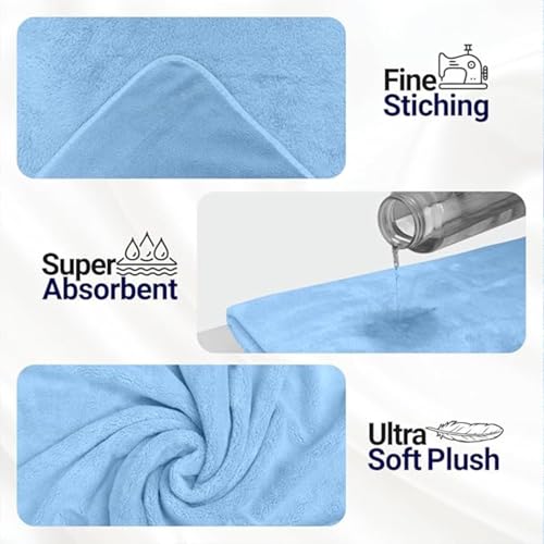 Image of Microfiber Kids Bath Towels Quick Dry Super Absorbent | Super Soft Bath Towel for Babies Toddler-Baby | Towel for Boys and Girls (Blue & Pink, 2 Bath Towel)