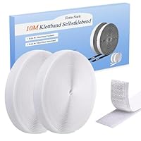 Klettband Selbstklebend Extra Stark 10Mx20mm, Weiß Doppelseitig Klett Mit Klettverschluss Kelbstklebendes, Haken und Loop Band Klebepad Für Fliegengitter, Couch-Kissen