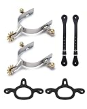 Lifella 2pc Horse Spurs for Cowboy Boots & 2 Spurs Belt & 2 Tie Down Straps
