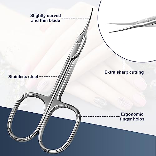 Cgbe Cuticle Scissors Extra Fine Curved Blade, Super Slim Manicure Scissors For Cuticles Professional Small Scissors With Precise Pointed Tip Grooming Blades, Eyebrow, Eyelash, And Dry Skin #TOP2