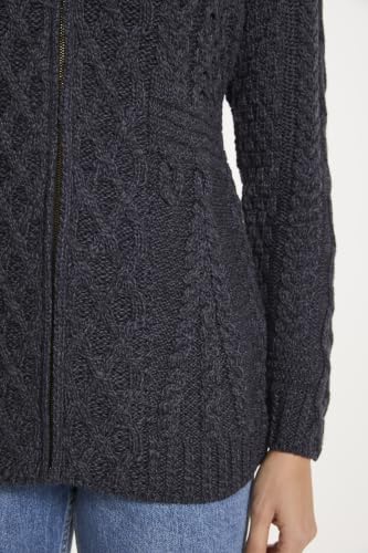 Image of Zippered Wool Cardigan with Full Neck by Aran Woollen Mills