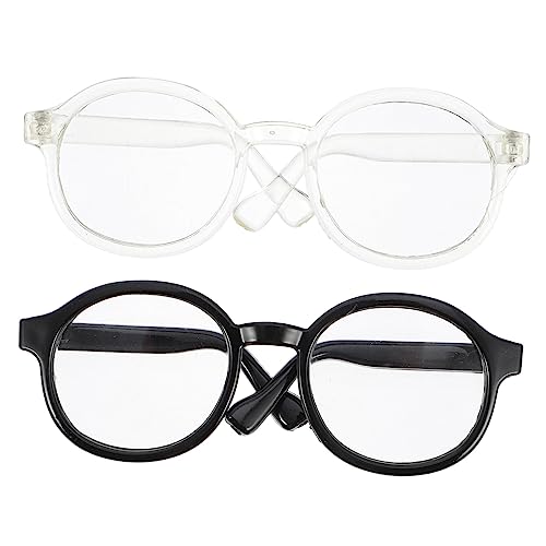 KONTONTY 2 Piezas Gafas De Muñeca Mini Muñecas Mini Gafas De Tocador para Muñecas Accesorios para Vestir Muñecas Gafas para Perros Gafas De Disfraz De Muñeca Black El Plastico